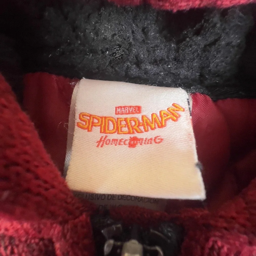 Marvel Spider-Man Homecoming Jacket Kids 7/8 Red Graphic Hooded Fleece‎ Zip